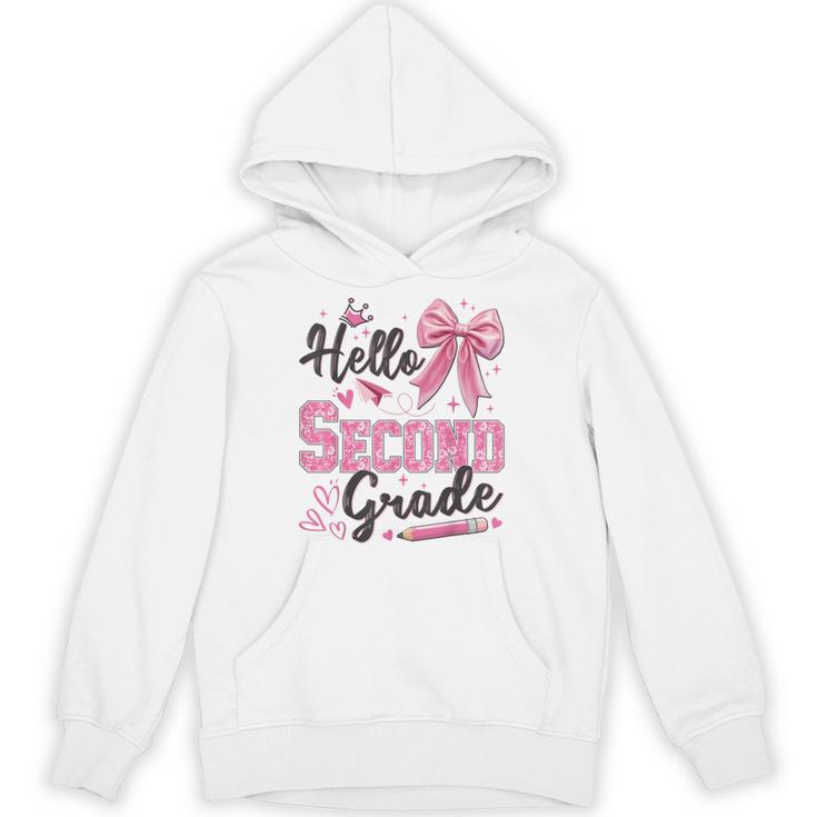 Hello Second Grade First Day Of School Coquette Teacher Girl Unisex Hoodie, First Grade Teacher Gifts, trending gift Hello Second Grade First Day Of School Coquette Teacher Girl Unisex Hoodie, First Grade Teacher Gifts, trending gift