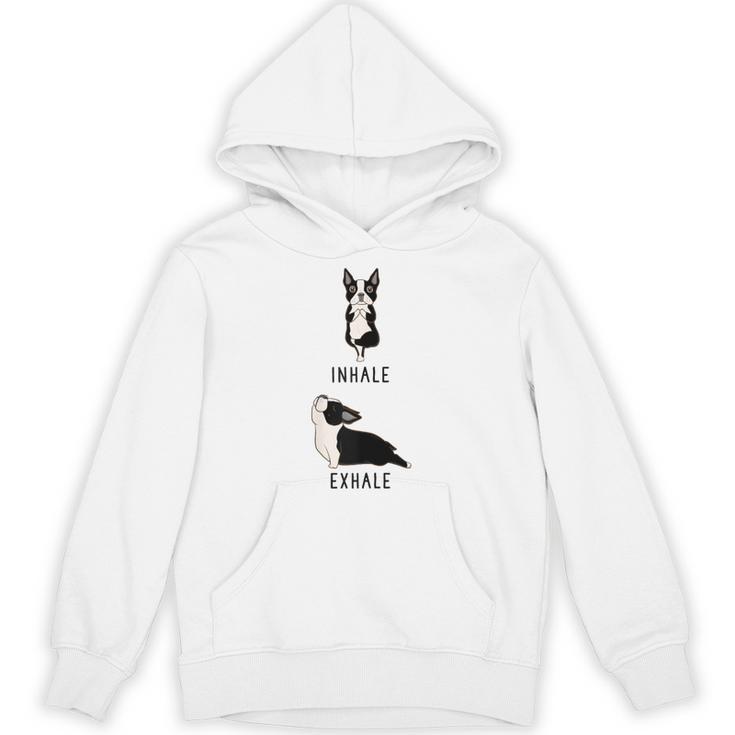 Inhale Exhale Yoga Boston Terrier Tshirt Unisex Hoodie