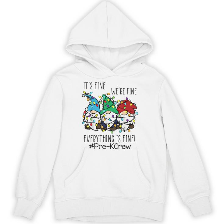 It's Fine We'Re Fine Gnome Pre-K Teacher Christmas Light For Men Women Unisex Hoodie
