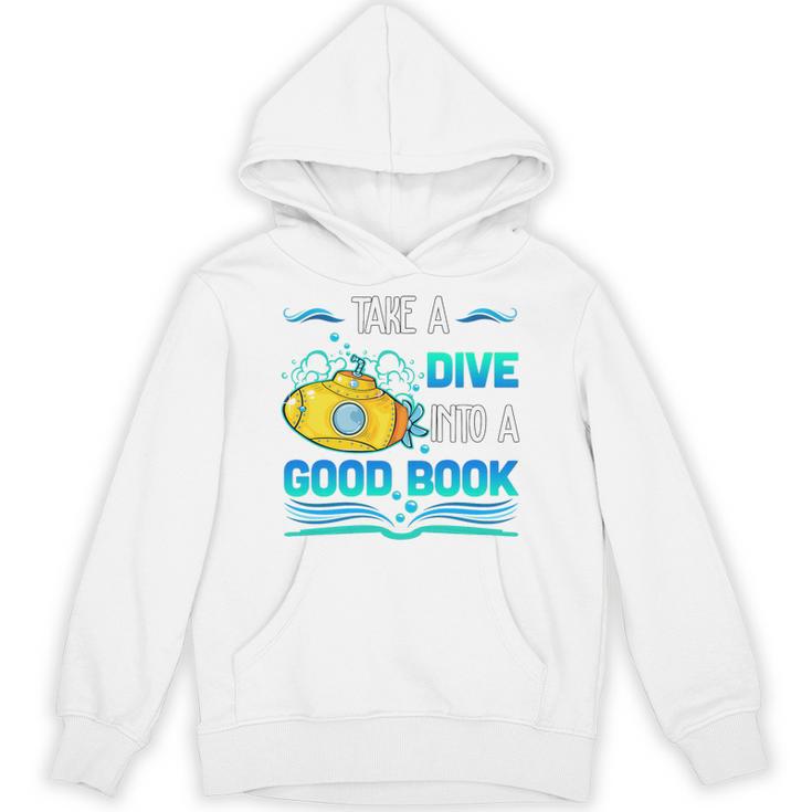 Librarian Teacher Dive Into A Good Book Reading Premium Tri-Blend Unisex Hoodie