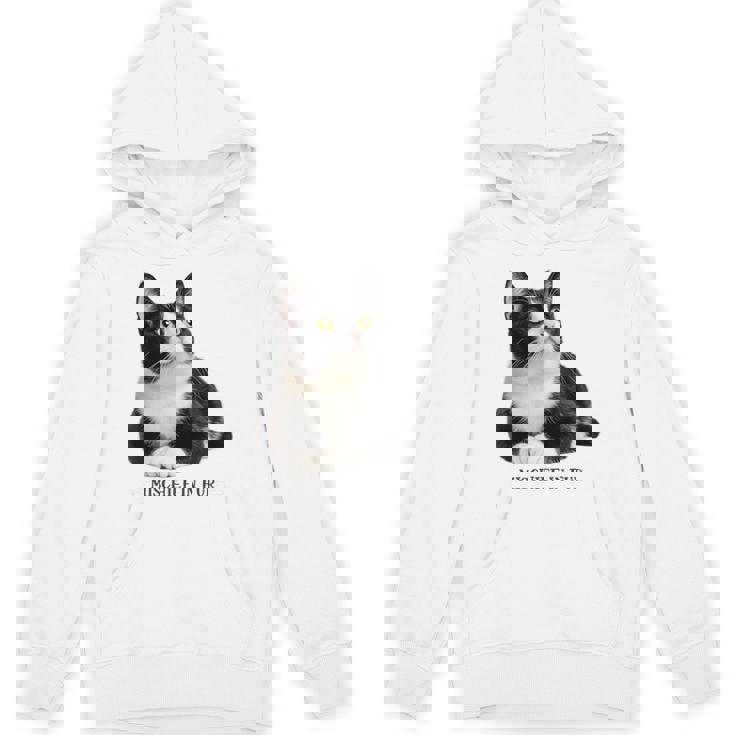 Mischief In Fur 猫写真 ハチワレ猫 黒白猫 猫好き ネタ 猫しもべ 猫飼い 猫依存症 長袖tシャツ パーカー