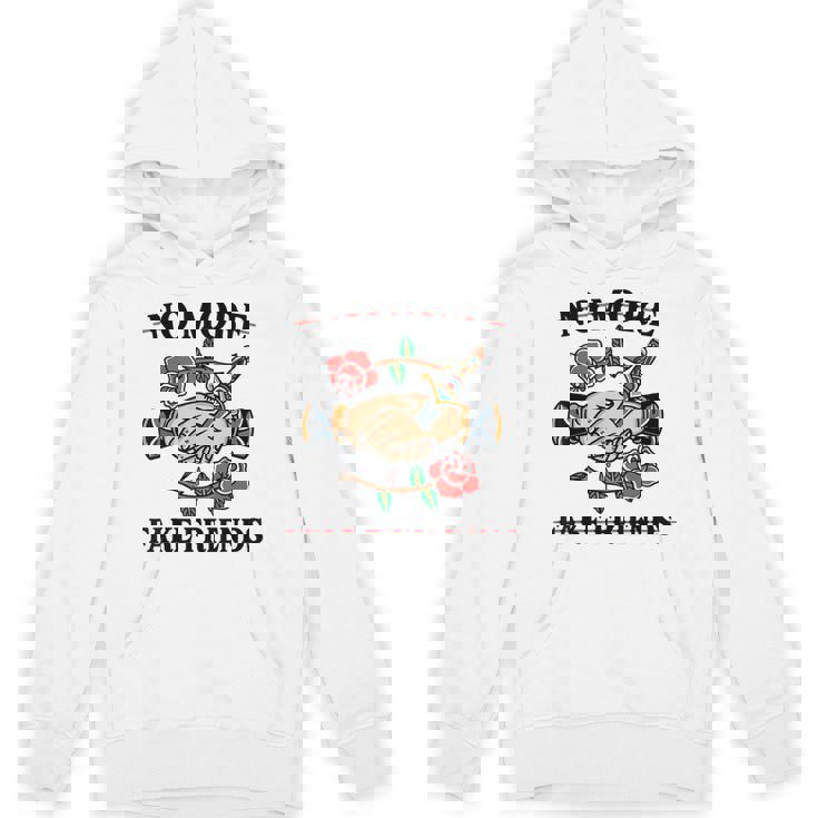 No More Fake Friends 伝統的なタトゥーインク オールドスクール エッジー パーカー