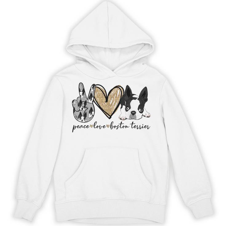 Peace Love Boston Terrier Boston Terrier Lover Dog Mom Unisex Hoodie