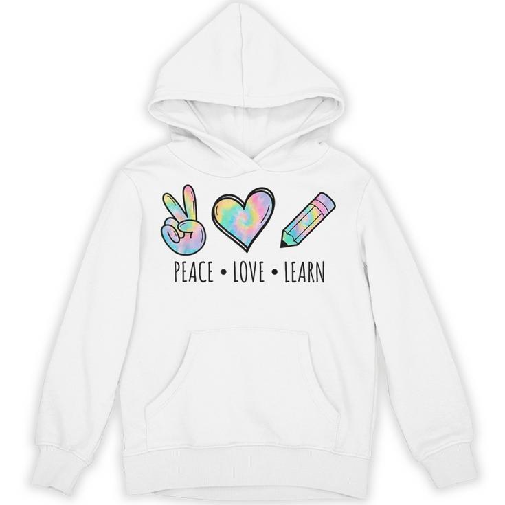 Peace Love Learn Tie Dye Teacher Kids 100th Days Of School Unisex Hoodie, trending gift Peace Love Learn Tie Dye Teacher Kids 100th Days Of School Unisex Hoodie, trending gift