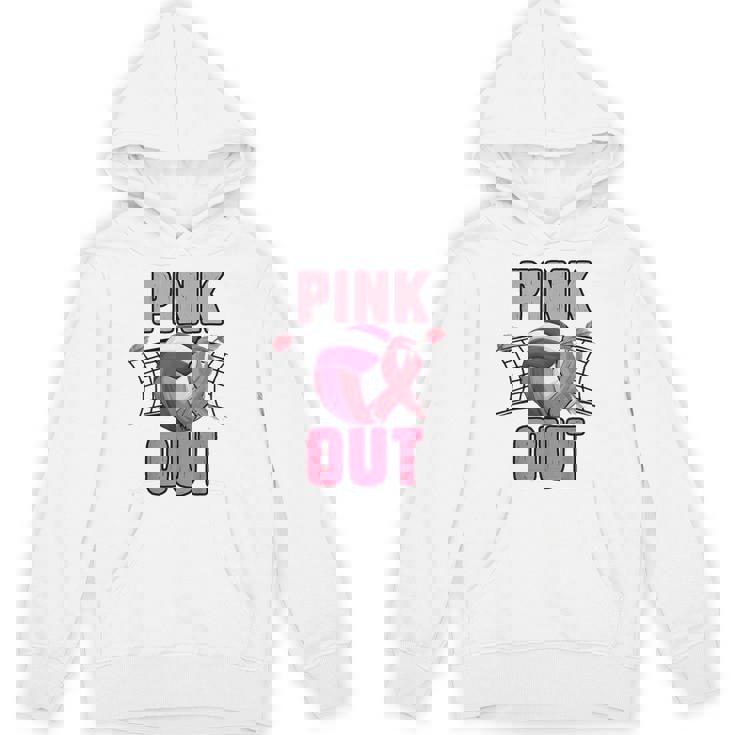Pink Out Volleyball Breast Cancer Awareness Ribbon Volley Hoodie