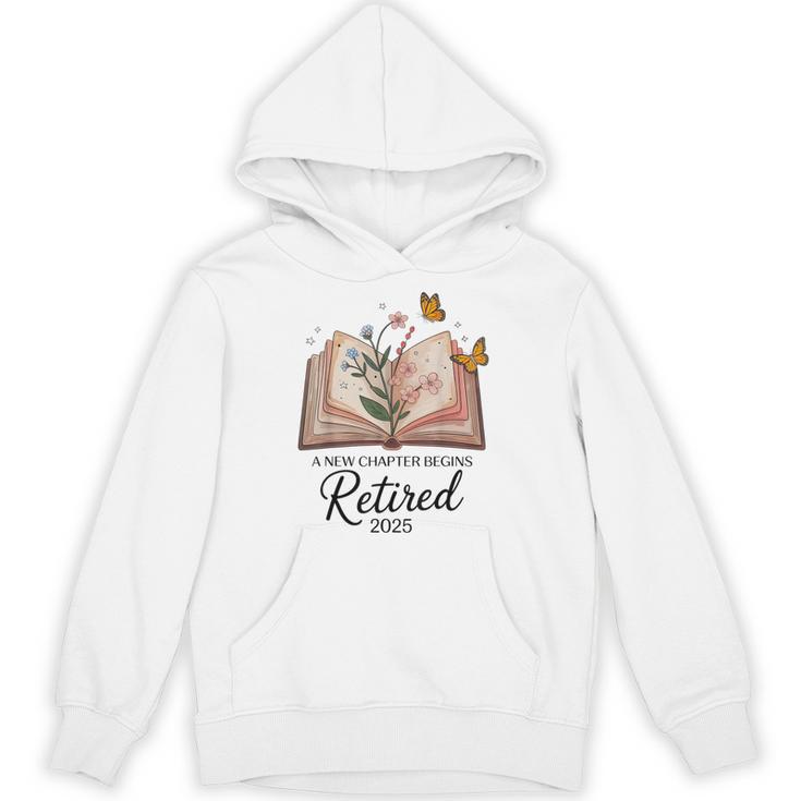 Retired 2025 A New Chapter Begins Retirement Teacher Book Unisex Hoodie