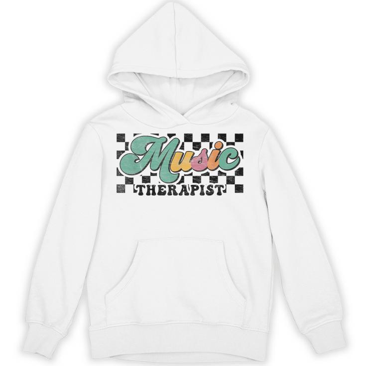 Retro Checkered Music Therapist Squad Music Therapy Teacher For Men Women Unisex Hoodie