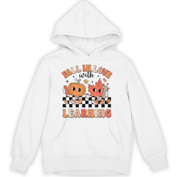Retro Fall In Love With Learning Autumn Pumpkin Teacher Unisex Hoodie