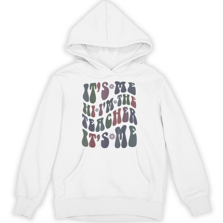 Retro IT'S ME Hi I'm The TEACHER Groovy Testing Squad Pink Unisex Hoodie