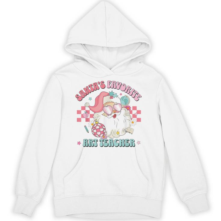 Retro Pink Christmas Santa's Favorite Art Teacher Artist Unisex Hoodie