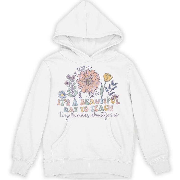Retro I Teach Tiny Humans About Jesus Christian Teacher Unisex Hoodie