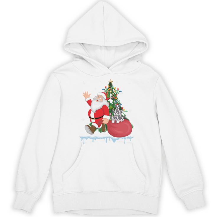 Santa Ugly Christmas Tree Lights Boston Terrier Dog Lover Unisex Hoodie