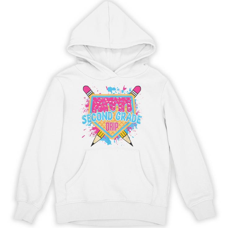 Second Grade Drip Ice Cream Home Plate Baseball Teachers Kid Unisex Hoodie