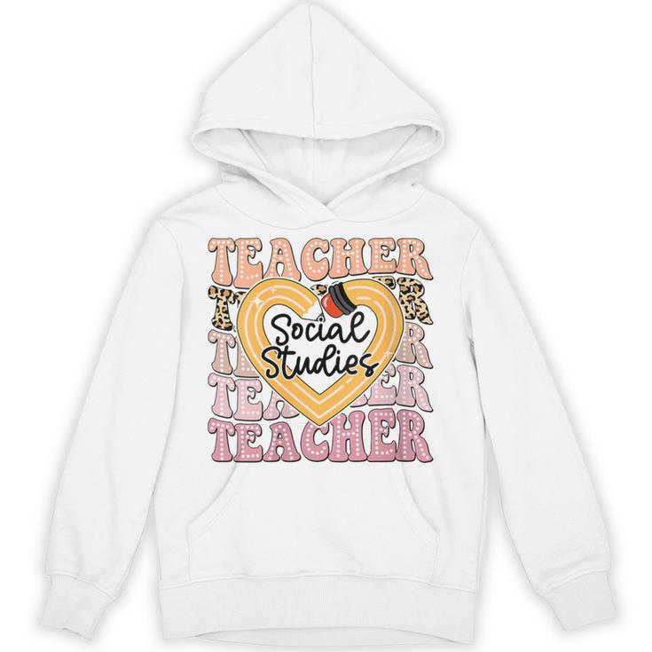 Social Studies Teacher Pencil Heart Leopard Back To School Unisex Hoodie