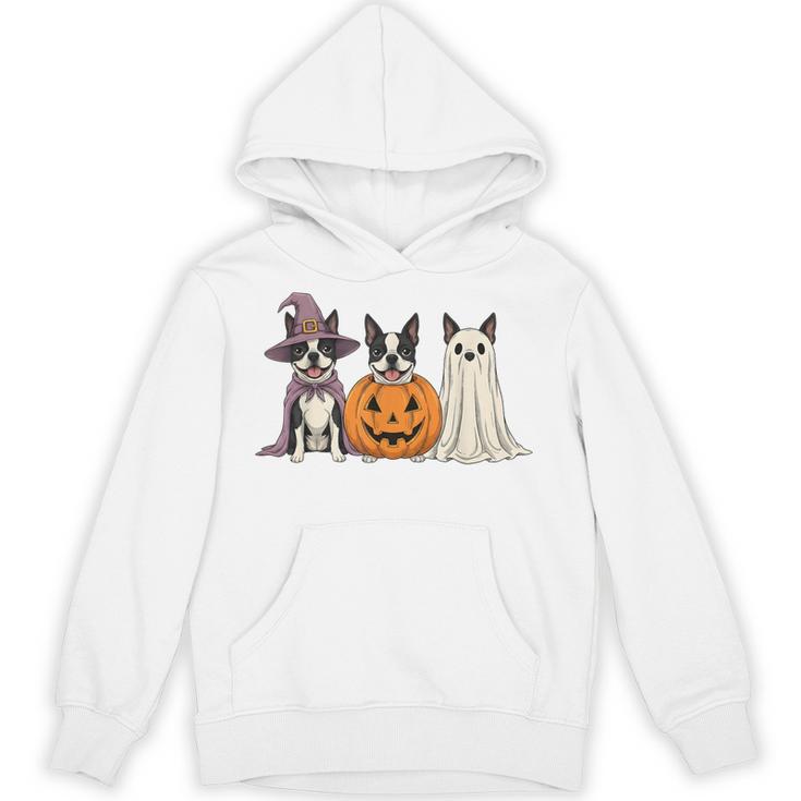 Spooky Ghost Boston Terrier Pumpkin Halloween Dog Lover Unisex Hoodie