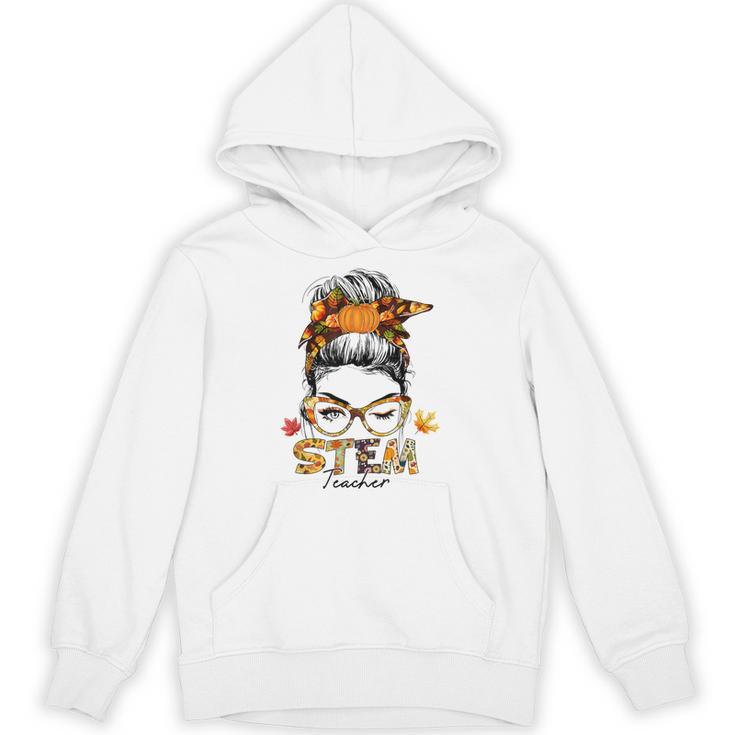 STEM Teacher Messy Bun Fall Vibes Autumn Thanksgiving Men Women Unisex Hoodie