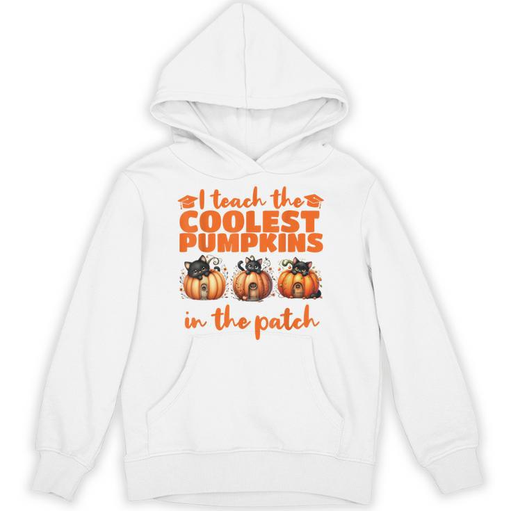 I Teach The Cutest Pumpkins Halloween Teacher Cat Lover Unisex Hoodie