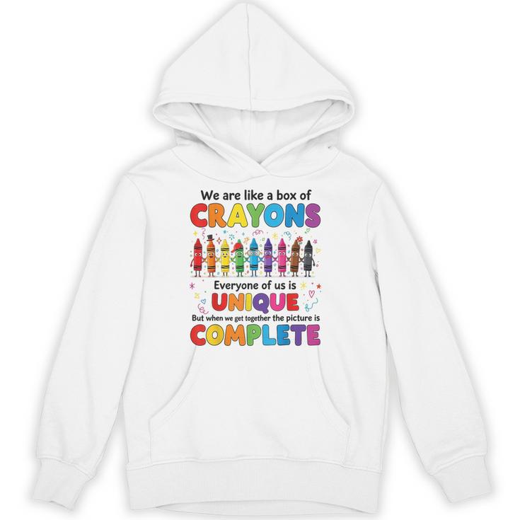 Teacher We Are Like a Box Of Crayons Back To School Unisex Hoodie