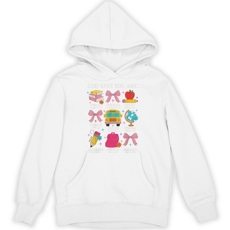 Teacher Christian God Says I Am Faith Religious Bible Verse Unisex Hoodie