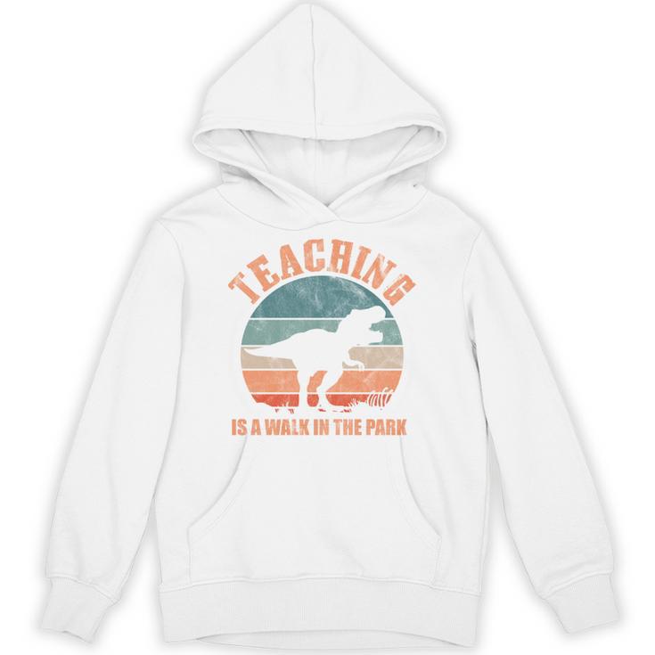 Teaching Is A Walk In The Park Teacher T-Rex Retro Unisex Hoodie