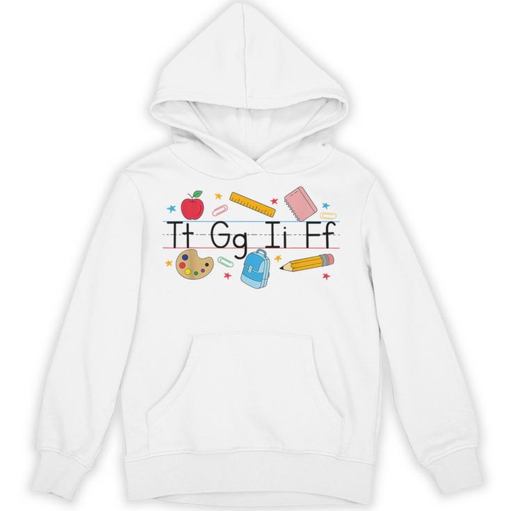 TGIF Teacher Alphabet Kindergarten Teacher Appreciation Unisex Hoodie