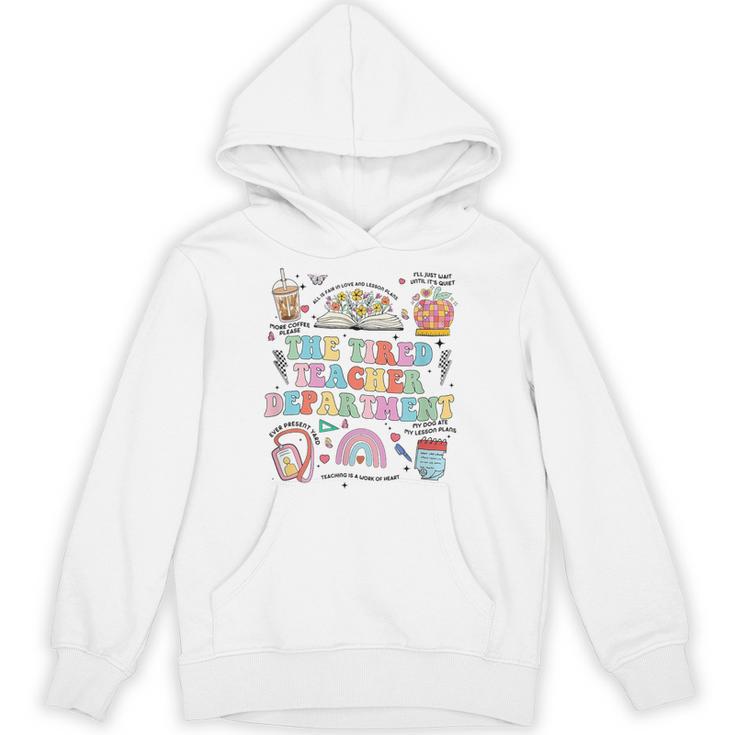 The Tired Teachers Department Retro Groovy Back To School Unisex Hoodie