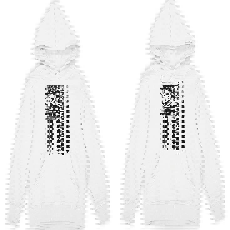 Tough Guys Wear Pink Breast Cancer Football American Flag Unisex Hoodie