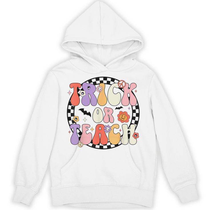 Trick Or Teach Retro Groovy Halloween Teacher Unisex Hoodie