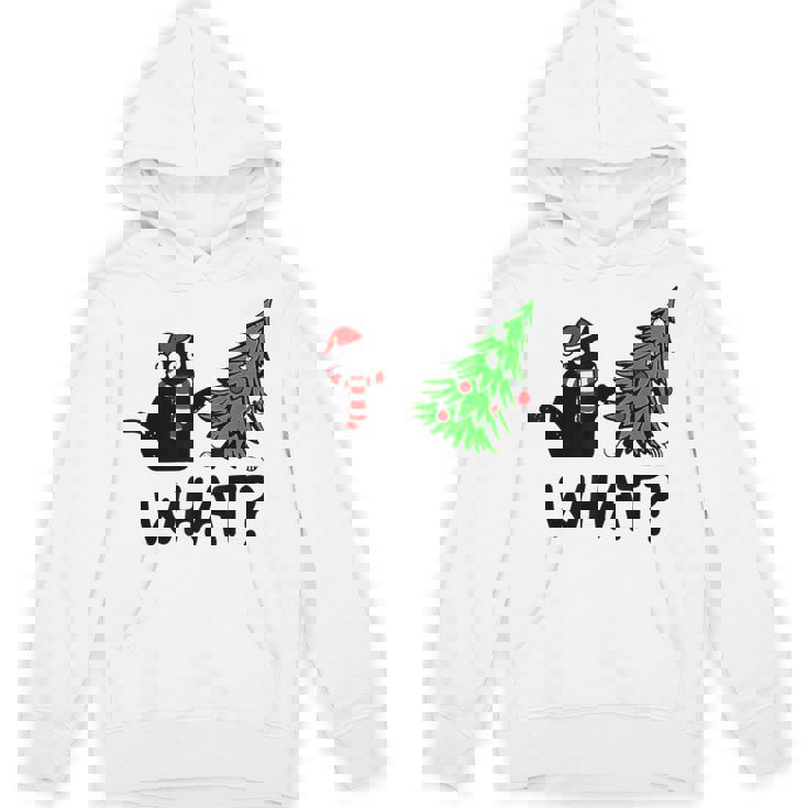 Ugly Sweater Christmas Tree Naughty Black Cat What Santa Hat Hoodie