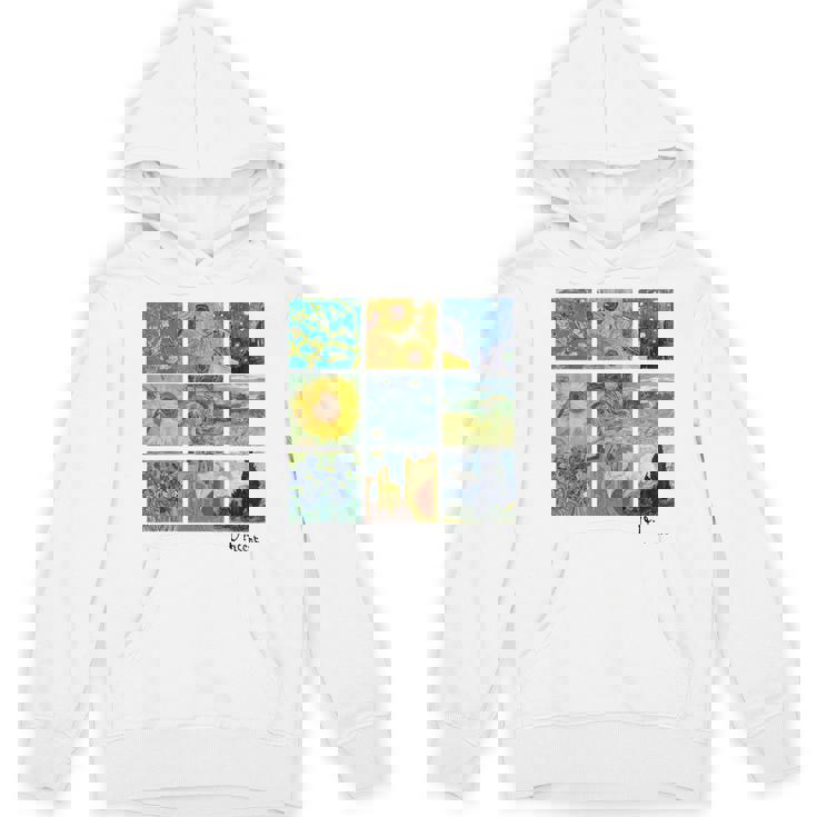 ひまわりと星月夜のゴッホ絵画コラージュ パーカー