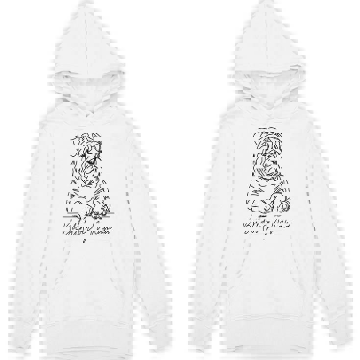 イングリッシュブルドッグ ママ ブルドッグ ママ キュート ラインアート 犬 アーティスティック パーカー