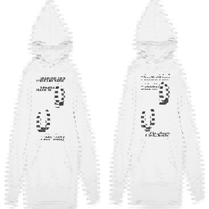 後蹴りに注意 蹄鉄 馬好き 馬術部 キッズ 大人 親子ペア バックプリント パーカー