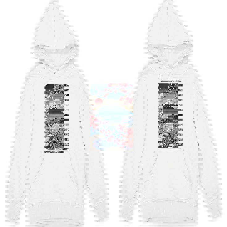 日本の桜庭 芸者 富士山 桜 木 パーカー