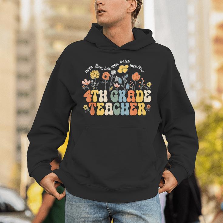 4th Fourth Grade Teacher Appreciation Teaching Wildflowers Unisex Hoodie, 4th Grade Teacher Hoodies, funny gift