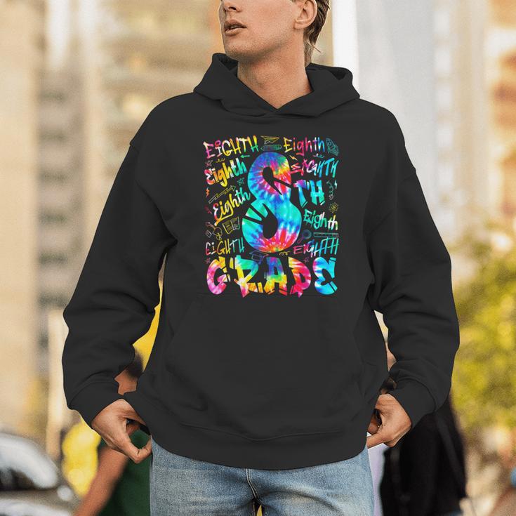 Back To School Eighth 8th Grade Tie Dye Typography Teacher Unisex Hoodie, funny gift