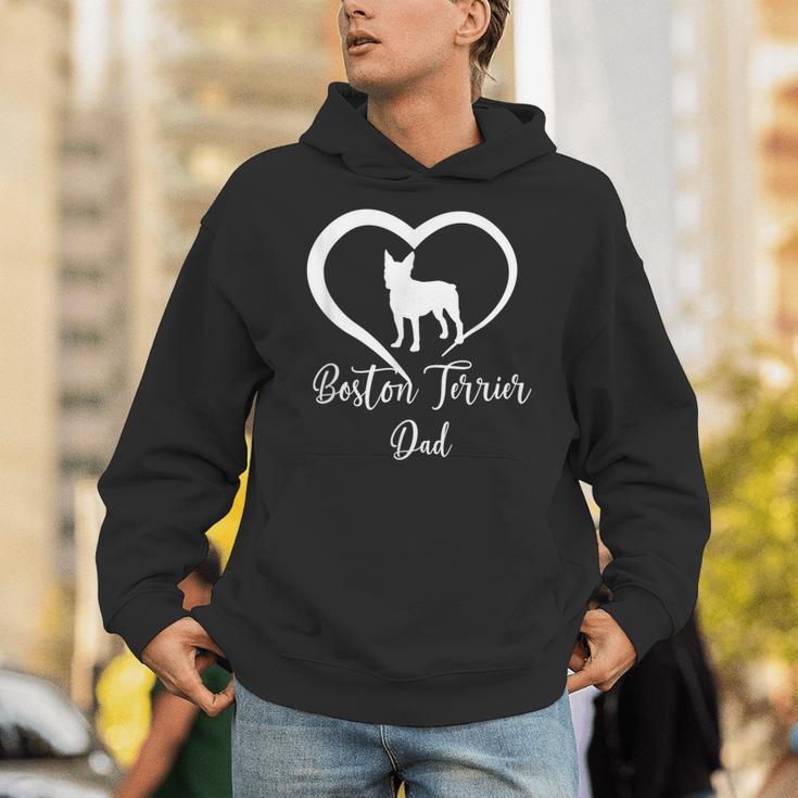 Boston Terrier Dad Cute Boston Terrier Silhouette Heart Unisex Hoodie, Boston Terrier Dad Hoodies, funny gift