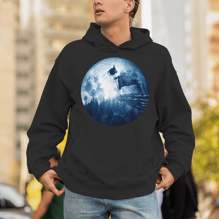 Boston Terrier Dog Moon Dog Mom Dad Women Men Dog Lovers Unisex Hoodie, Boston Terrier Mom Hoodies, Boston Terrier Dad Hoodies, funny gift