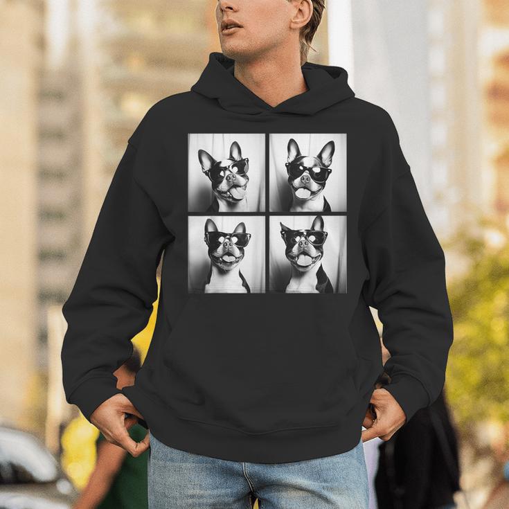 Boston Terrier Dogs With Sunglasses Photo Pets Meme Unisex Hoodie, funny gift
