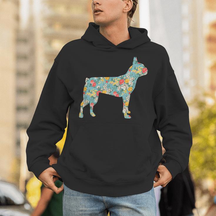 Boston Terrier Flower Silhouette Floral Dog Men Women Girls Kids Unisex Hoodie, funny gift