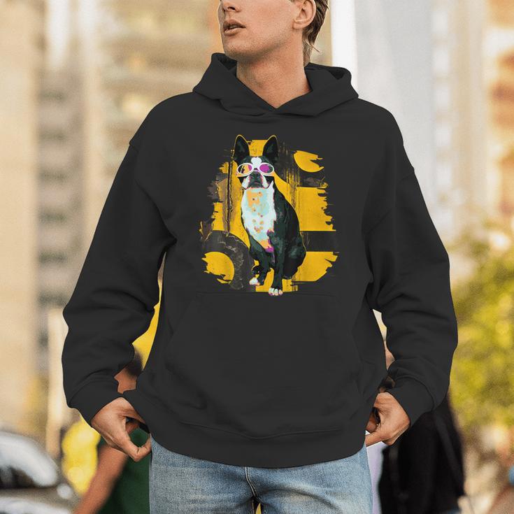 Boston Terrier s Mid-Century Modern Art s Street Grunge Unisex Hoodie, funny gift
