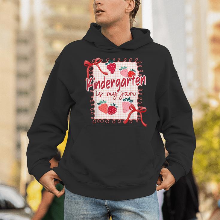 Bow Strawberry Kindergarten Is My Jam Teacher Kinder Team Unisex Hoodie, funny gift Bow Strawberry Kindergarten Is My Jam Teacher Kinder Team Unisex Hoodie, funny gift