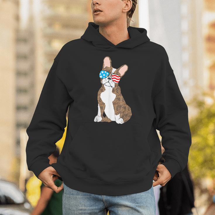 Brindle Boston Terrier Dog Patriotic Shirt USA Flag Unisex Hoodie, Patriotic Boston Terrier Hoodies, funny gift