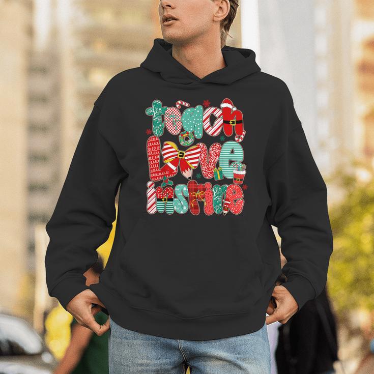 Christmas Coquette Bow Teacher Teach Love Inspire Unisex Hoodie, funny gift Christmas Coquette Bow Teacher Teach Love Inspire Unisex Hoodie, funny gift
