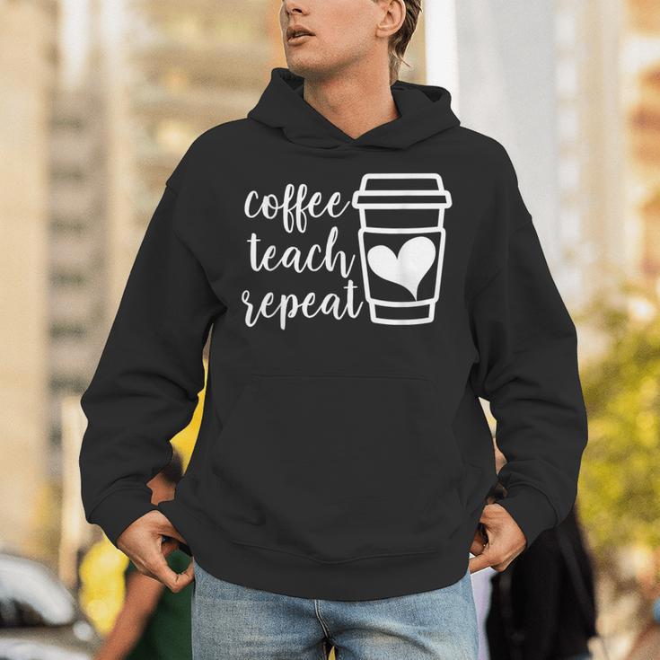 Coffee Teach Repeat Women's Misses Plus Size Teacher Unisex Hoodie, funny gift