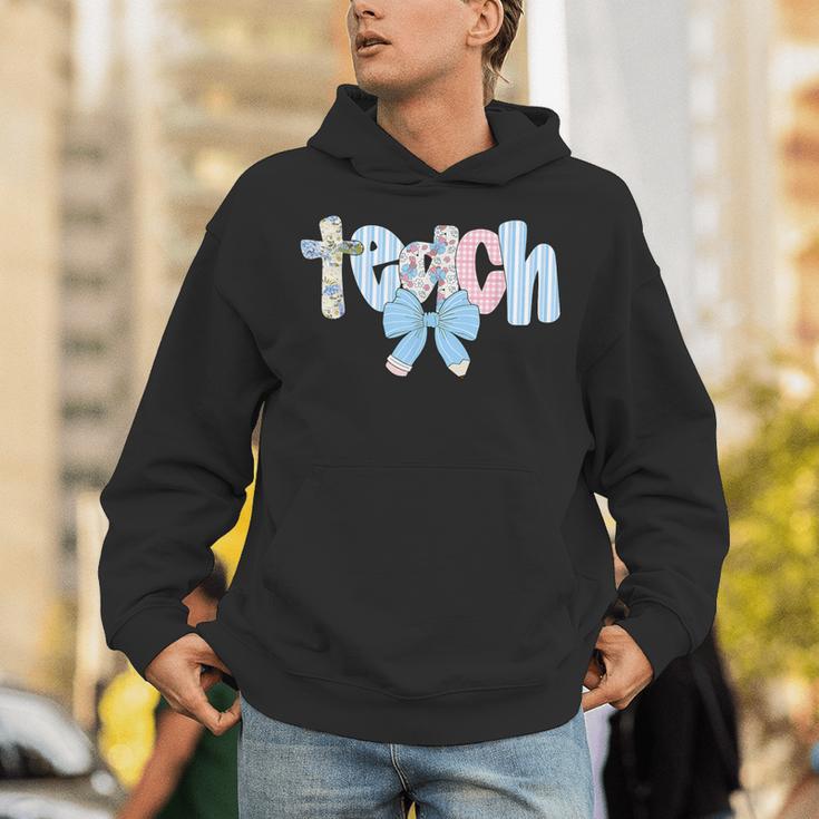Coquette Bow Teach Teacher Happy First Day Back To School Unisex Hoodie, funny gift Coquette Bow Teach Teacher Happy First Day Back To School Unisex Hoodie, funny gift