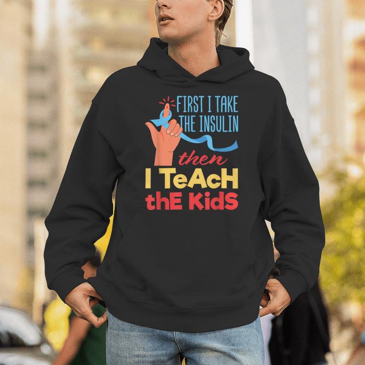 Diabetic Teacher Diabetes Awareness Insulin Blue Ribbon Unisex Hoodie, funny gift