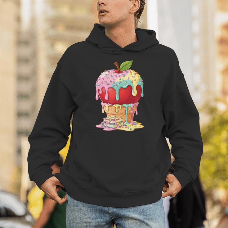 Dripping Apple Ice Cream Cone Cute Teacher Appreciation Unisex Hoodie, funny gift