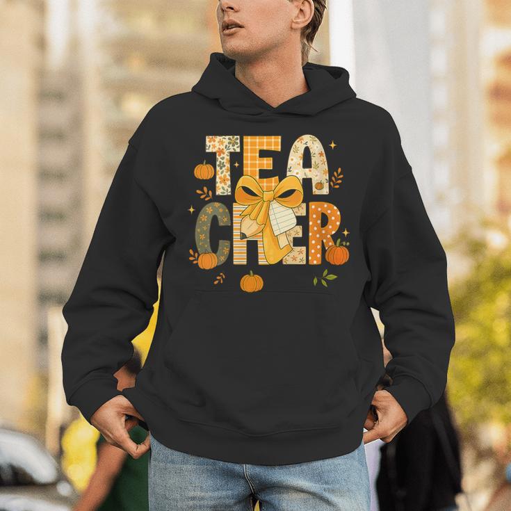 Fall Teacher Pumpkin Coquette Bow Autumn Classroom Unisex Hoodie, funny gift