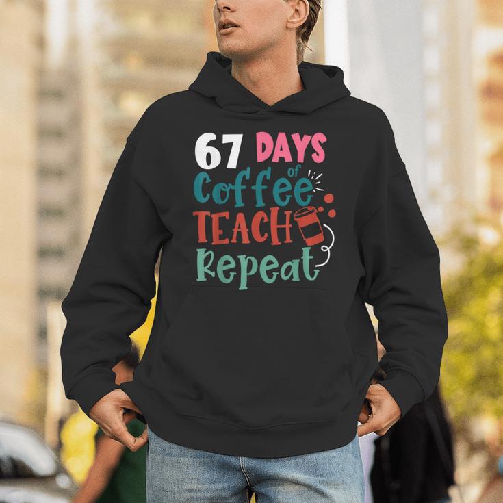 Humor Meme 67 Days Of School Coffee Lover Educator Teacher Unisex Hoodie, funny gift