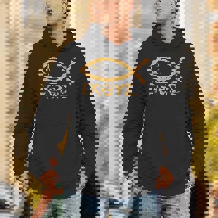 Ichthys イエス・キリスト 神の息子 救世主 古代魚のシンボル パーカー